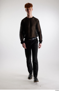 Fergal 1 black leather shoes black mesh t-shirt black trousers…